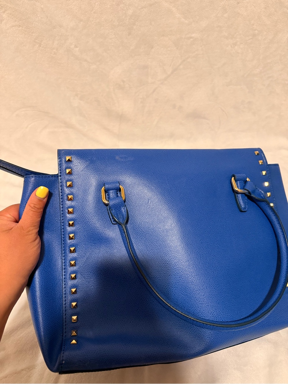 Russet Studded Leather Tote Bag with Tassel - Picture 6 of 16